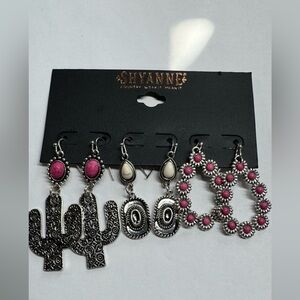 Shyanne Silver and Pink Cactus Earring Set